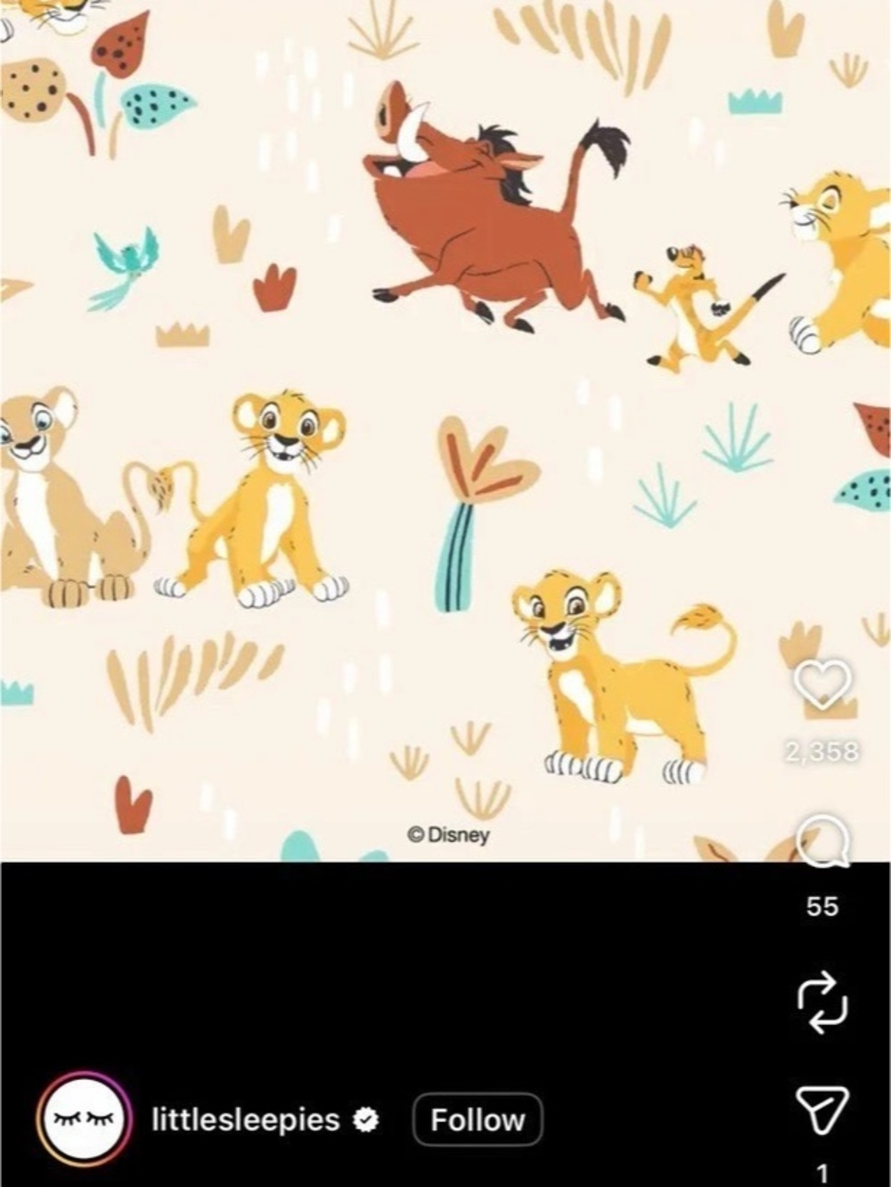 GUC Little Sleepies OG Disney Lion King Short Sleeve Two Piece Set Size 5/6
